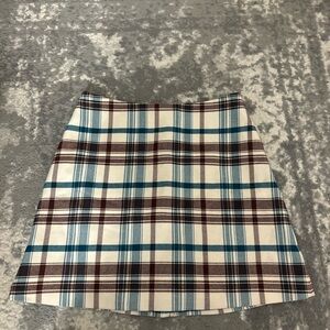 Aritzia Plaid A-Line Skirt in Blue and Brown